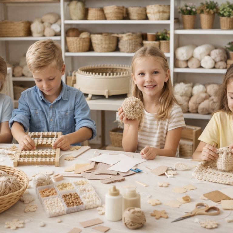 Voller Fokus: Echte Glücksmomente fernab von Bildschirmen. Kinder in Patina’s Kreativwerkstatt in Kaarst beim konzentrierten Arbeiten mit klassischen und modernen Handwerkstechniken.